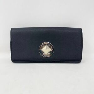 Kate Spade Keira Newbury Lane Leather Clutch Black Saffiano Pyramid Turnlock